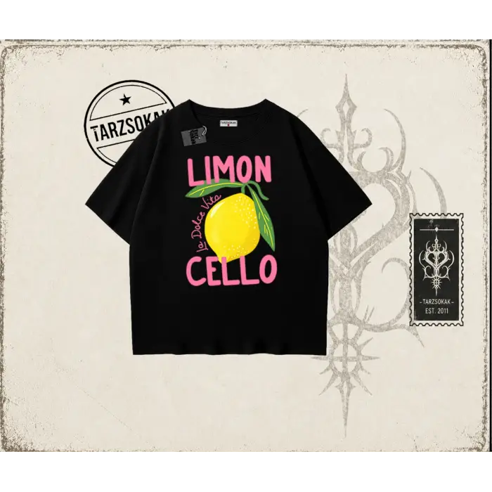 Kadın Limon Cello Oversize Unisex Tişört Beyaz