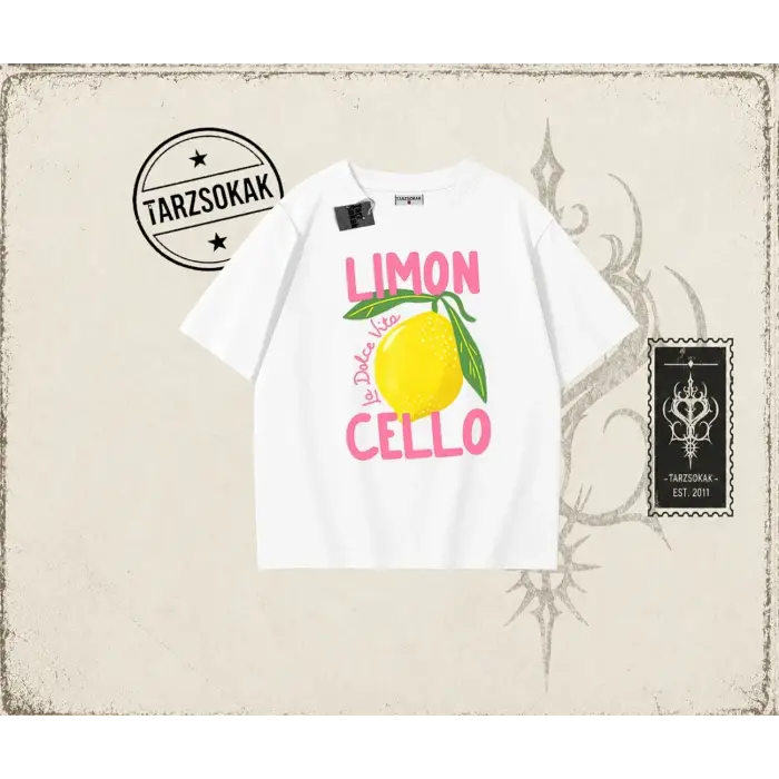 Kadın Limon Cello Oversize Unisex Tişört - Çocuk
