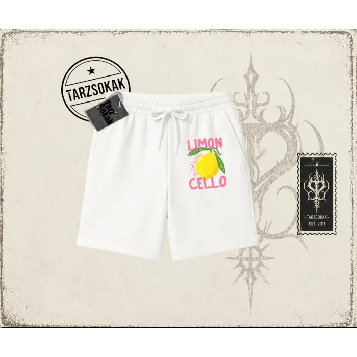 Kadın Limon Cello Unisex Şort Beyaz
