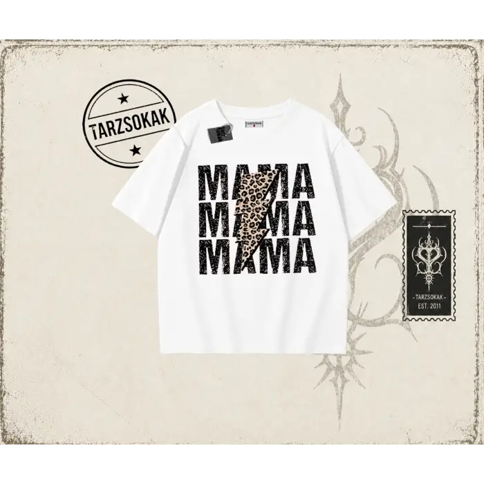 Kadın MamaMama Oversize Unisex Tişört Beyaz