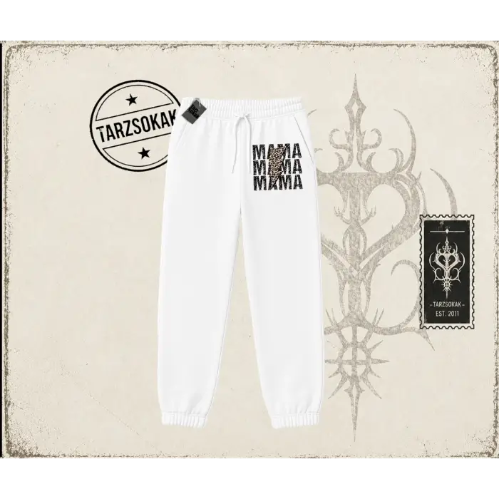 Kadın MamaMama Unisex Jogger Eşofman Altı Beyaz
