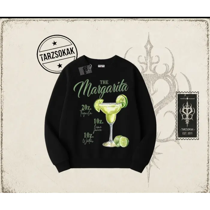 Kadın Margarita Oversize Unisex Bisiklet Yaka Sweatshirt Beyaz