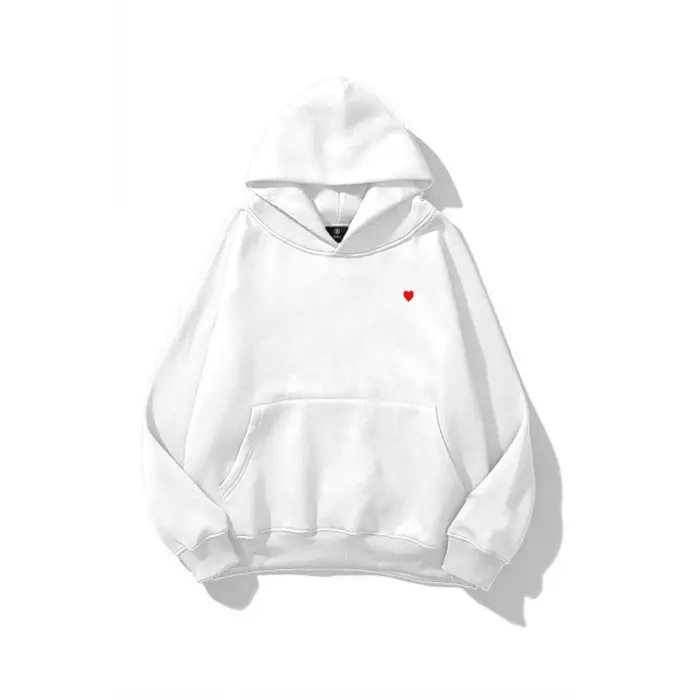 Kadın Minik Kalp Sweatshirt Beyaz
