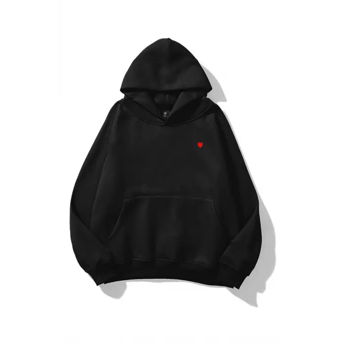 Kadın Minik Kalp Sweatshirt Siyah