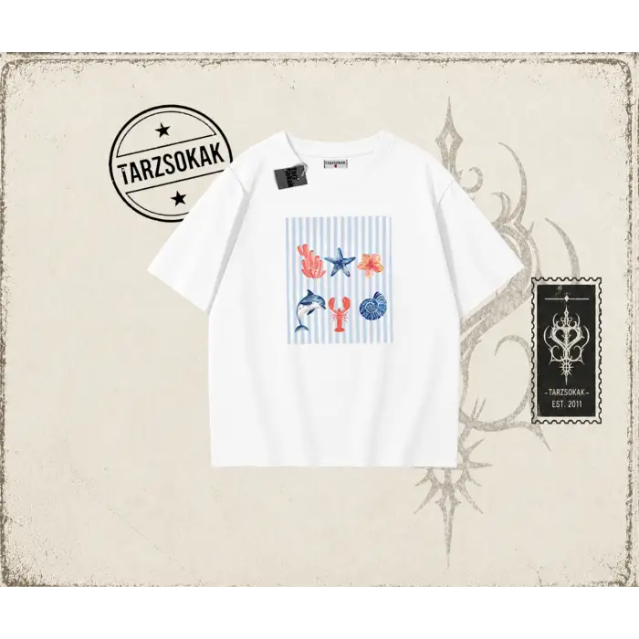 Kadın Ocean Like Oversize Unisex Tişört Beyaz