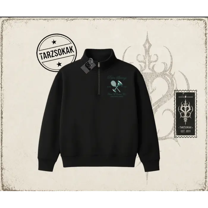 Kadın Palm Springs Unisex Polo Yaka Yarım Fermuarlı Sweatshirt Beyaz