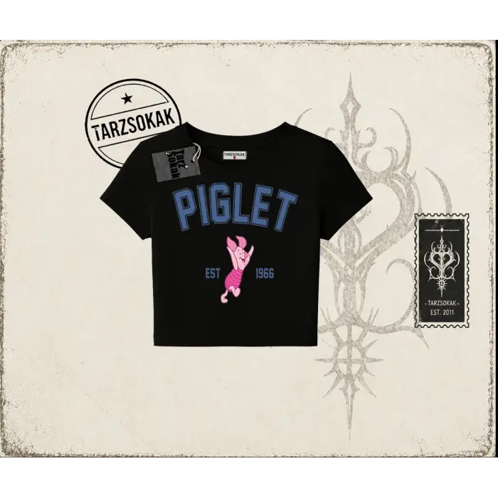 Kadın Piglet College Kadın Baby Tee Beyaz