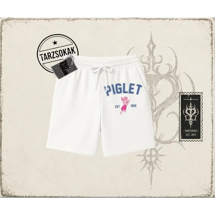 Kadın Piglet College Unisex Şort Beyaz
