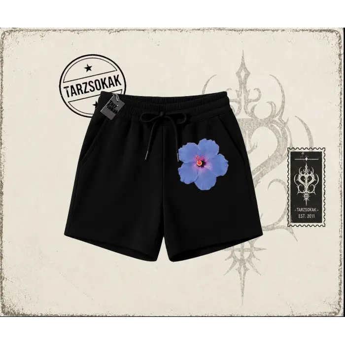 Kadın Purple Hibiscus Unisex Şort Beyaz
