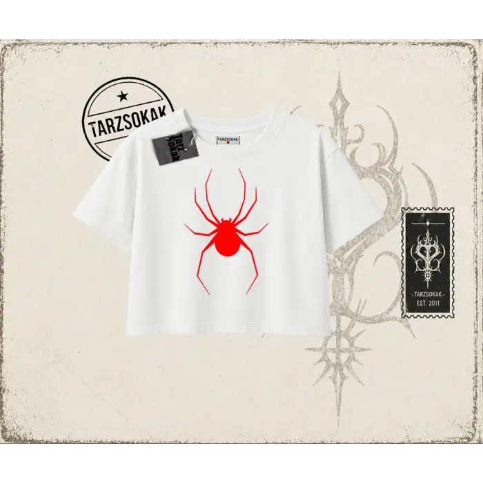 Kadın Red Spider Kadın Crop Tişört Beyaz