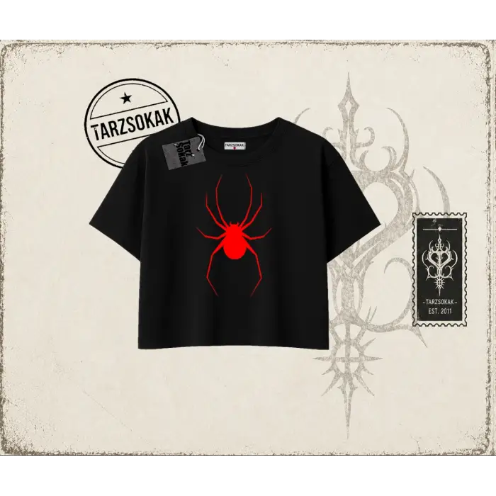 Kadın Red Spider Kadın Crop Tişört Beyaz