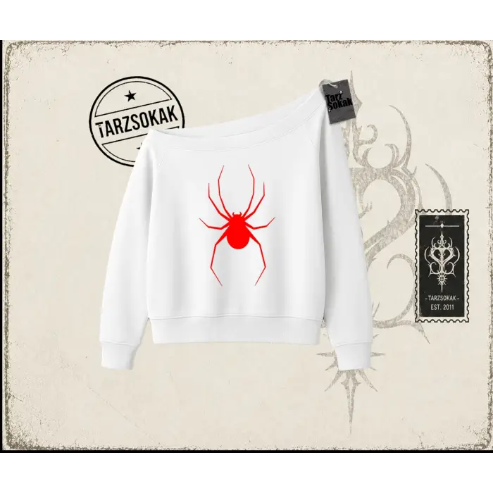 Kadın Red Spider Kadın Kayık Yaka Sweatshirt Beyaz