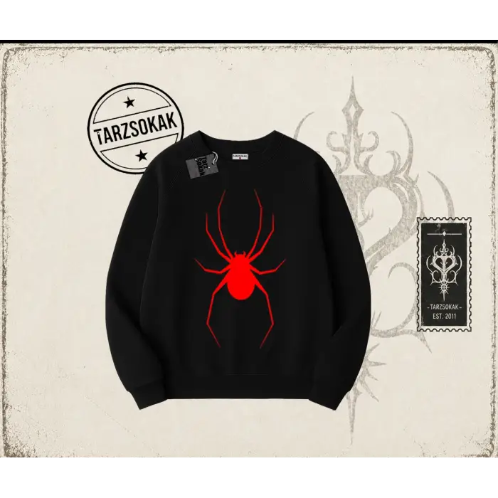 Kadın Red Spider Oversize Unisex Bisiklet Yaka Sweatshirt Beyaz