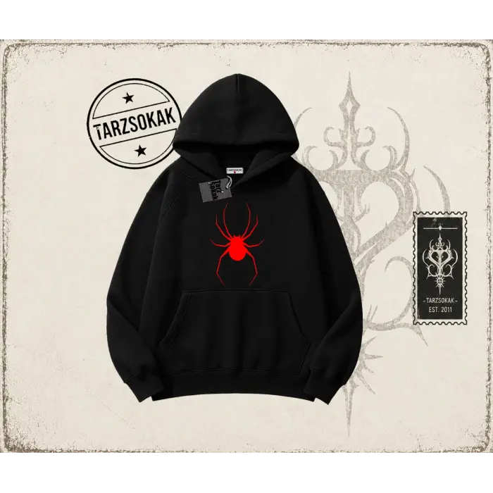 Kadın Red Spider Oversize Unisex Kapşonlu Sweatshirt Beyaz