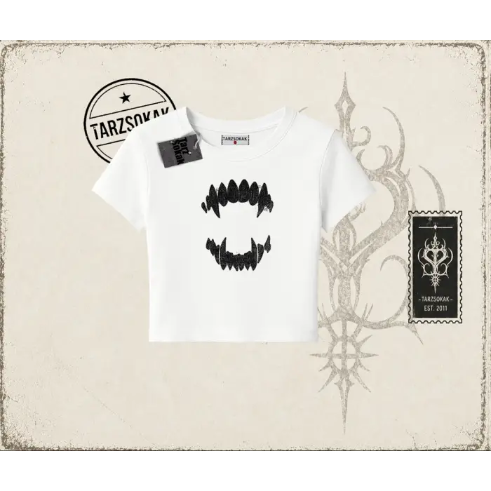 Kadın Teeth Kadın Baby Tee Beyaz