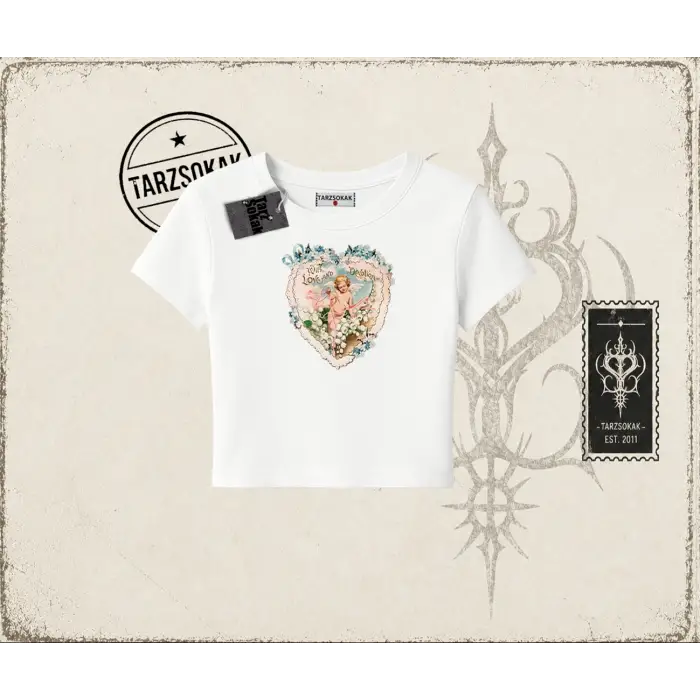 Kadın with Love and Devotion Kadın Baby Tee Beyaz