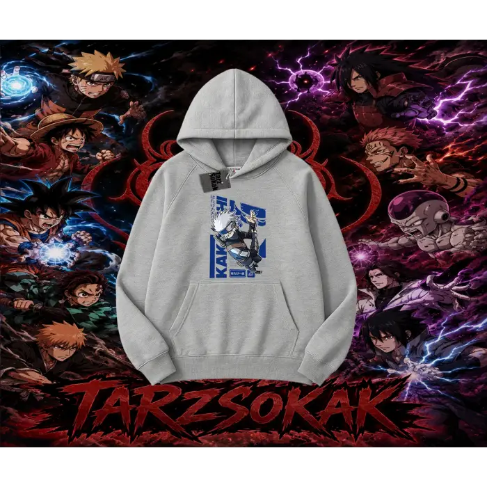 Kakashi Hatake Naruto Anime Karakteri Oversize Unisex Kapşonlu Sweatshirt Beyaz