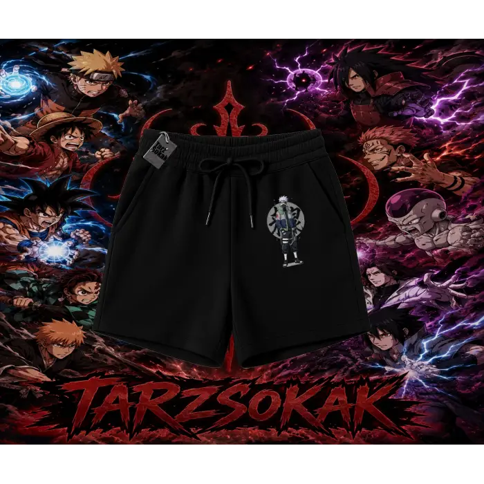 Kakashi Hatake Naruto Anime Karakteri Unisex Şort Beyaz