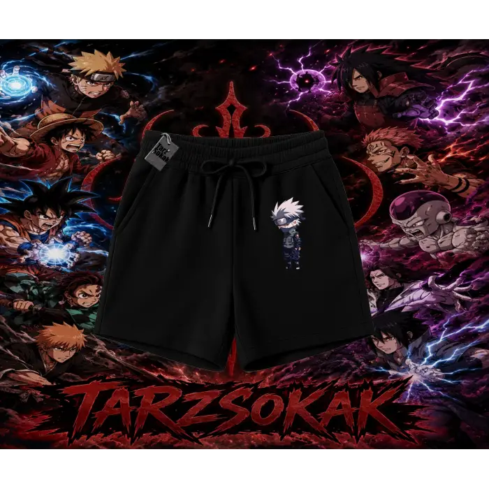 Kakashi Hatake Naruto Anime Karakteri Unisex Şort Beyaz