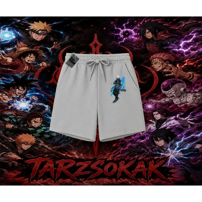 Kakashi Hatake Naruto Anime Karakteri Unisex Şort Beyaz