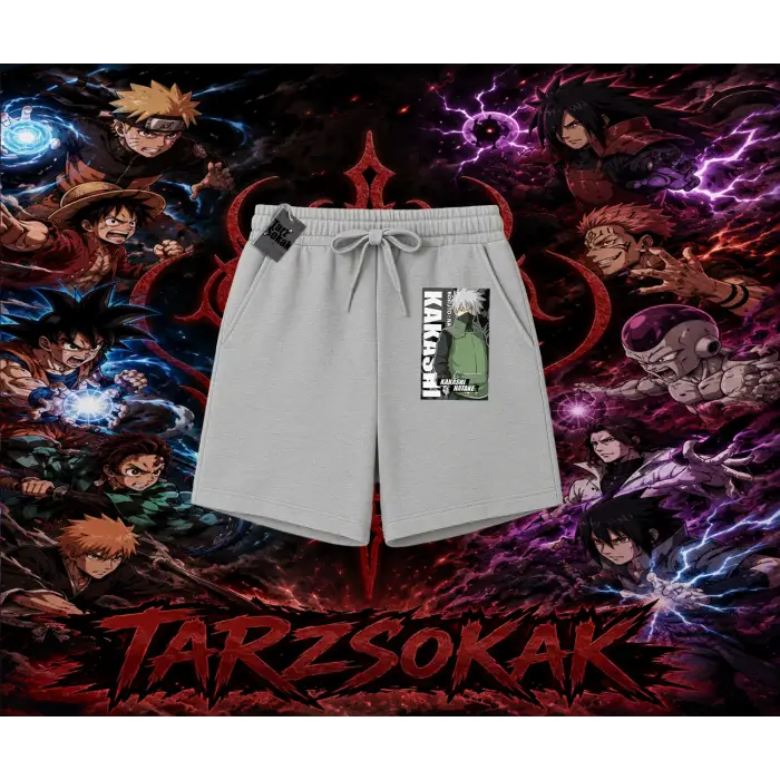 Kakashi Hatake Naruto Anime Karakteri Unisex Şort Beyaz