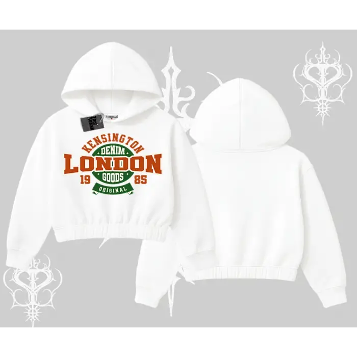 Kapşonlu Crop Sweatshirt London Denim 1985