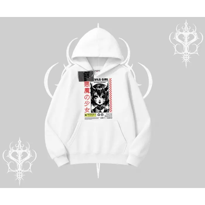 Kapşonlu Sweatshirt Anime Devils Girl Japanese Style Baskılı