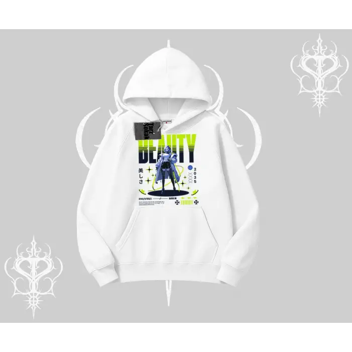 Kapşonlu Sweatshirt Anime Unity Neon Detaylı Grafik Baskılı