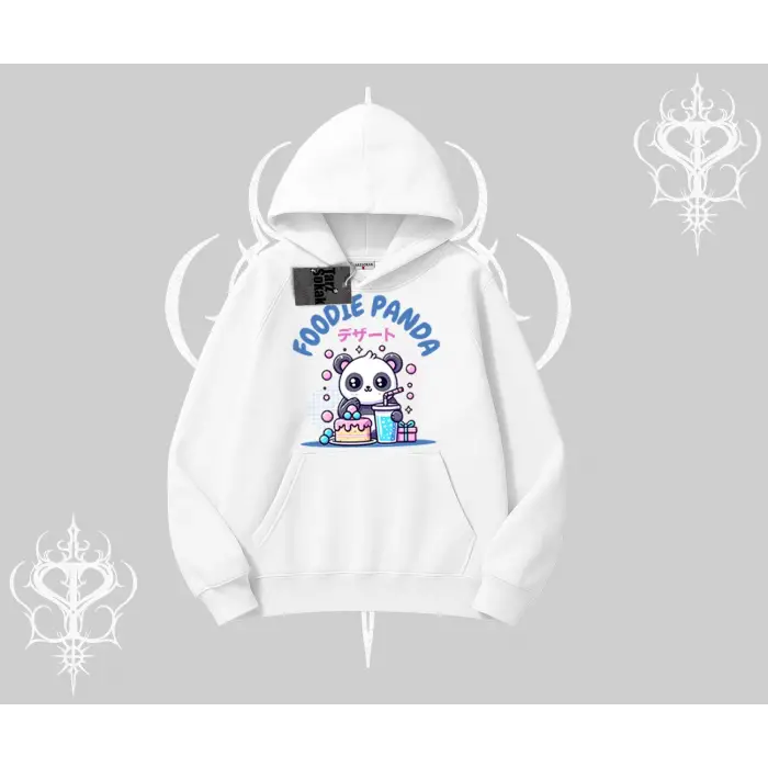 Kapşonlu Sweatshirt Foodie Panda Tatlı ve Sevimli Panda Baskılı