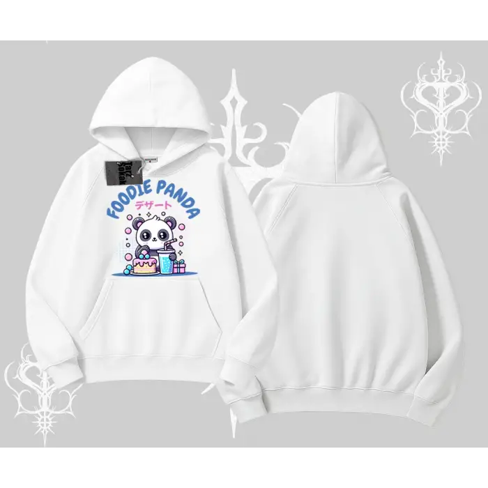 Kapşonlu Sweatshirt Foodie Panda Tatlı ve Sevimli Panda Baskılı