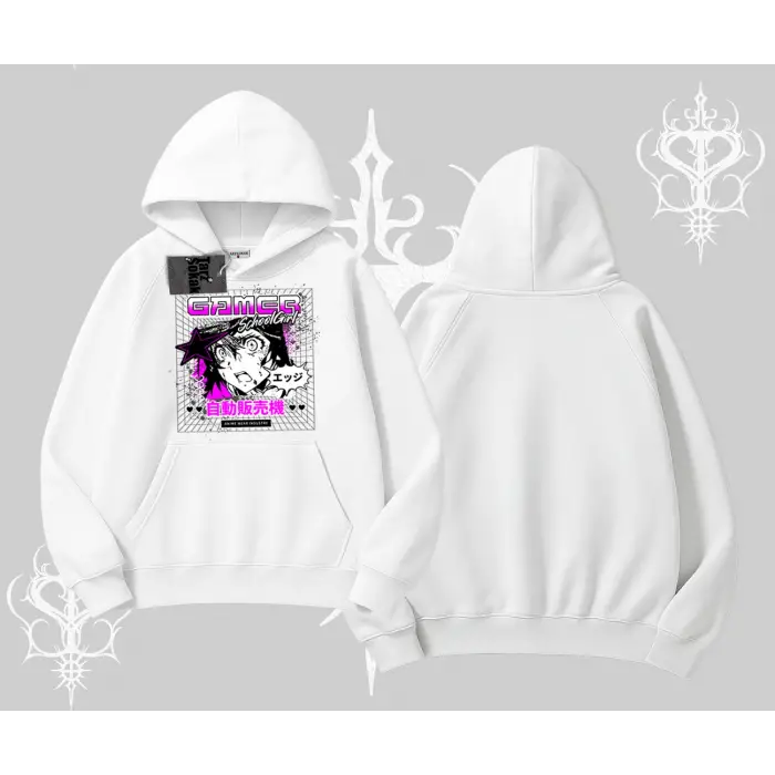 Kapşonlu Sweatshirt Games Schoolgirl Anime Baskılı
