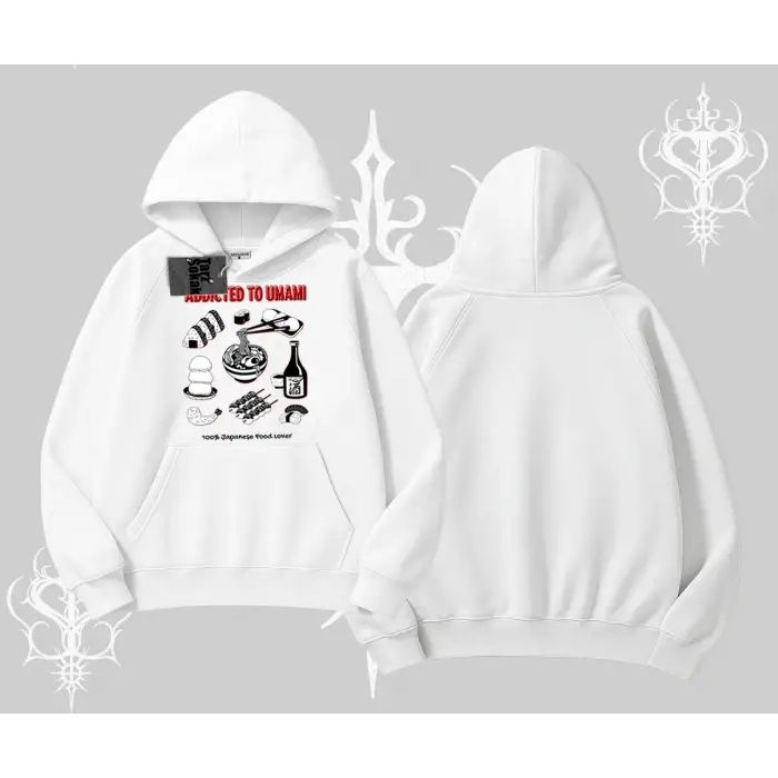 Kapşonlu Sweatshirt Japon Mutfağı Umami Temalı Baskılı