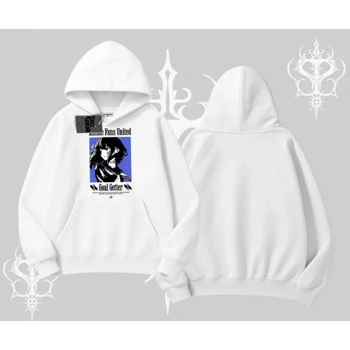 Kapşonlu Sweatshirt Oversize Anime Kız Baskılı