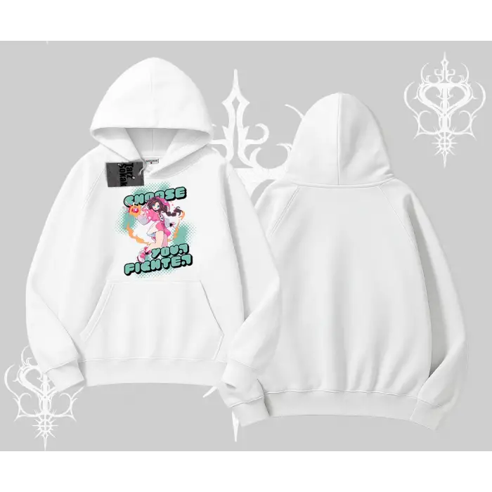 Kapşonlu Sweatshirt Oversize  Anime Kız Desenli Japon Stil