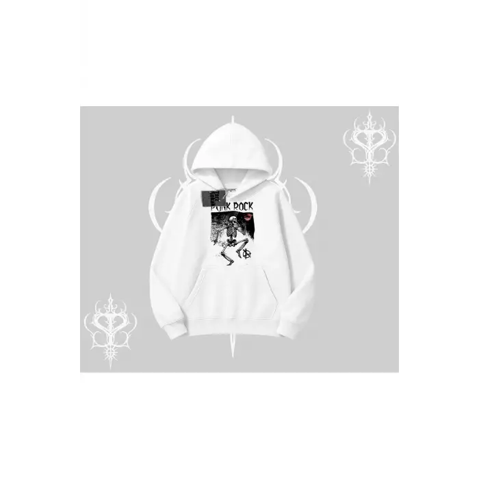 Kapşonlu Sweatshirt Punk Rock Chaos Skeleton Riot