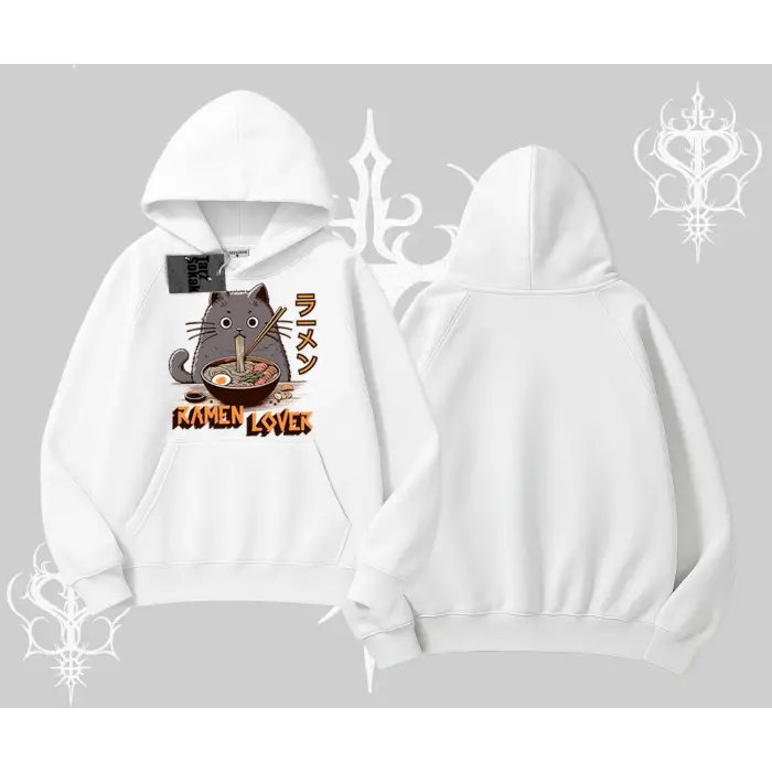 Kapşonlu Sweatshirt Ramen Lover Kedi Anime Baskılı