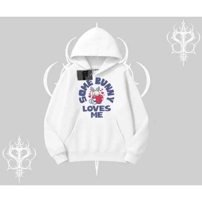 Kapşonlu Sweatshirt Sevimli Tavşan Some Bunny Loves Me Baskılı