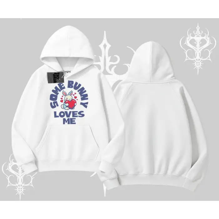 Kapşonlu Sweatshirt Sevimli Tavşan Some Bunny Loves Me Baskılı