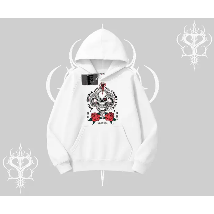 Kapşonlu Sweatshirt Stay Humble Work Hard Enjoy Life