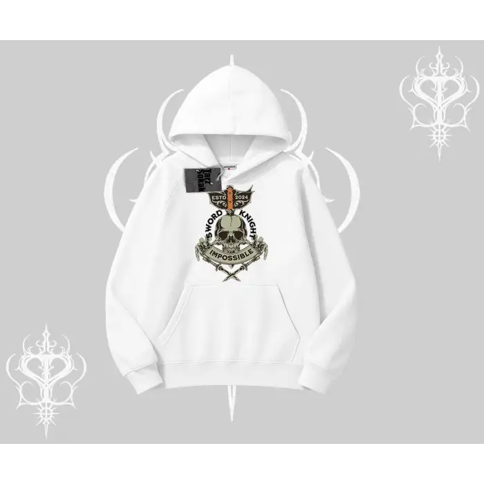 Kapşonlu Sweatshirt Sword Knight Skull Impossible Street Creed