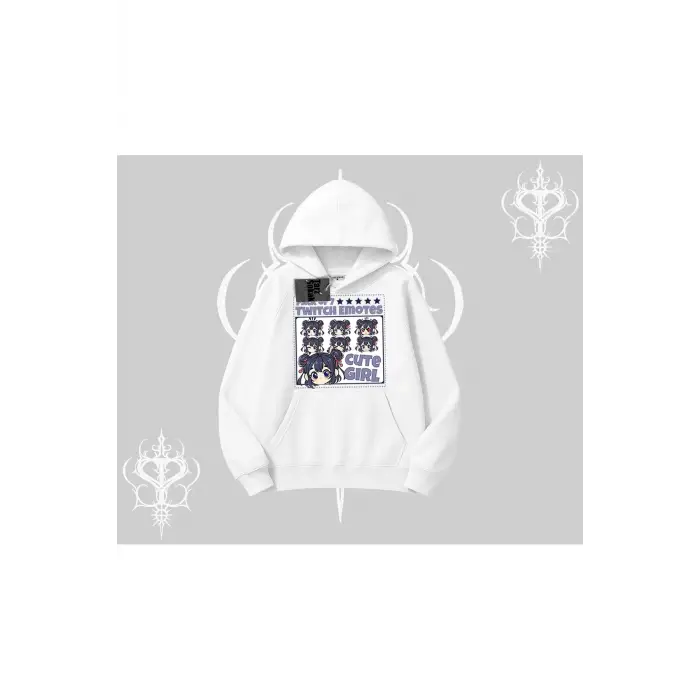 Kapşonlu Sweatshirt Twitch Emotes Cute Girl Anime Expression