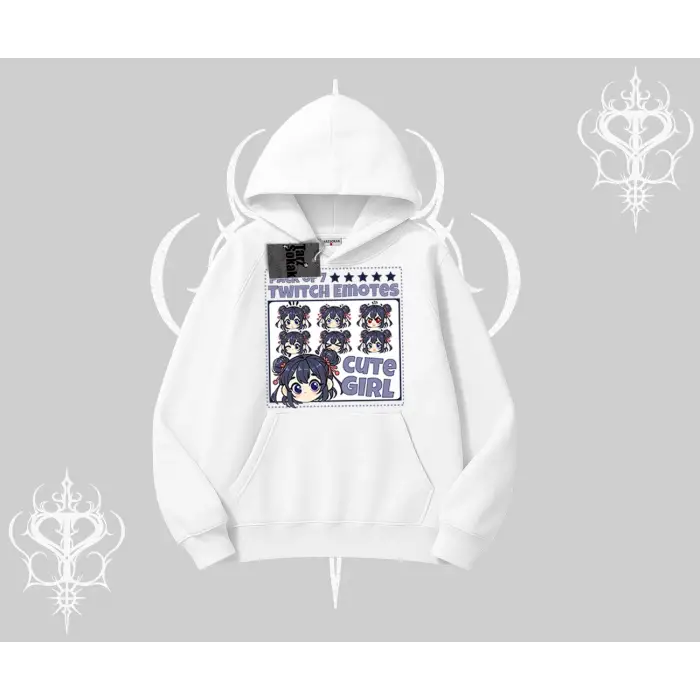 Kapşonlu Sweatshirt Twitch Emotes Cute Girl Anime Expression