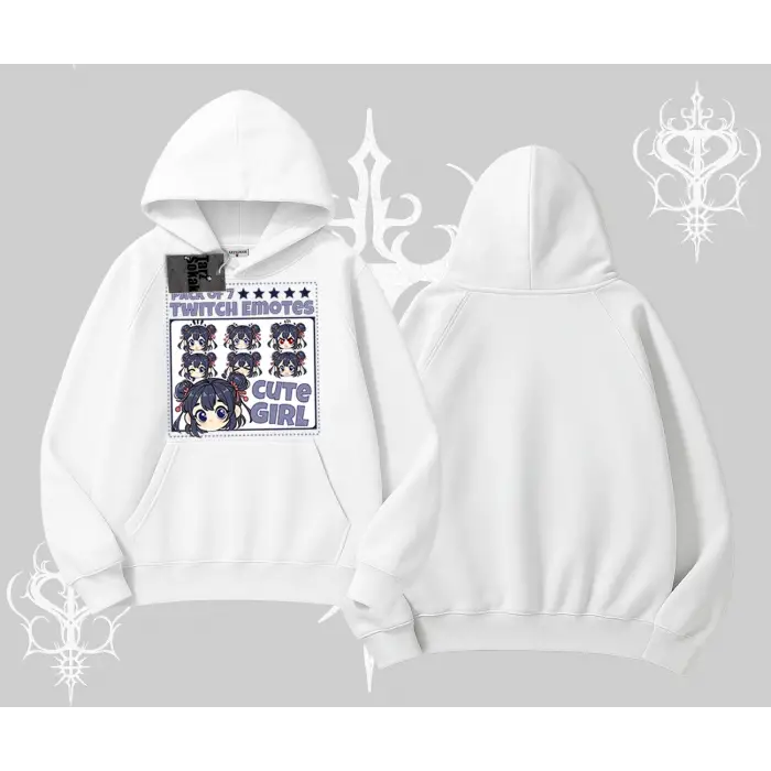 Kapşonlu Sweatshirt Twitch Emotes Cute Girl Anime Expression