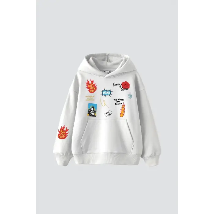 Karma Cult Baskılı Oversize Unisex Premium Beyaz