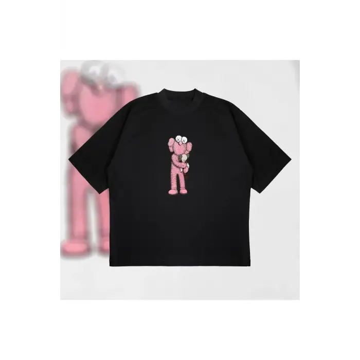 Kaws Bff Pink Boxy Fit Oversize Unisex Tshirt – Baskılı Tişört |