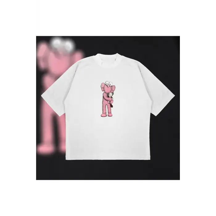 Kaws Bff Pink Unisex Pamuklu Nefes Alan Kalın Kumaşlı
