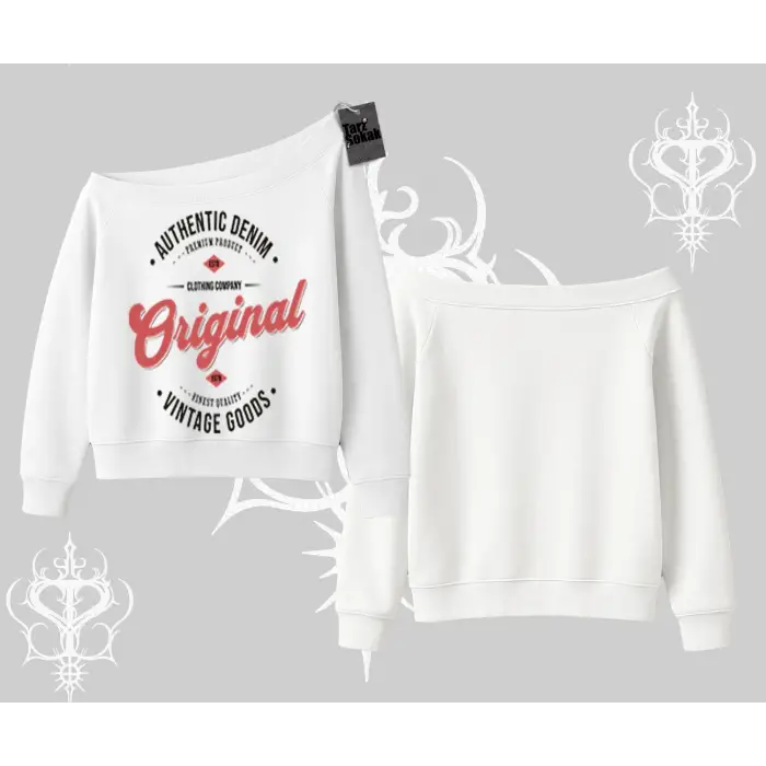 Kayık Yaka Sweatshirt Authentic Denim Original