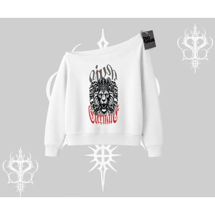 Kayık Yaka Sweatshirt Crowned Lion Rock Authority Myth