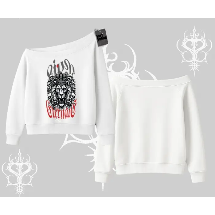 Kayık Yaka Sweatshirt Crowned Lion Rock Authority Myth