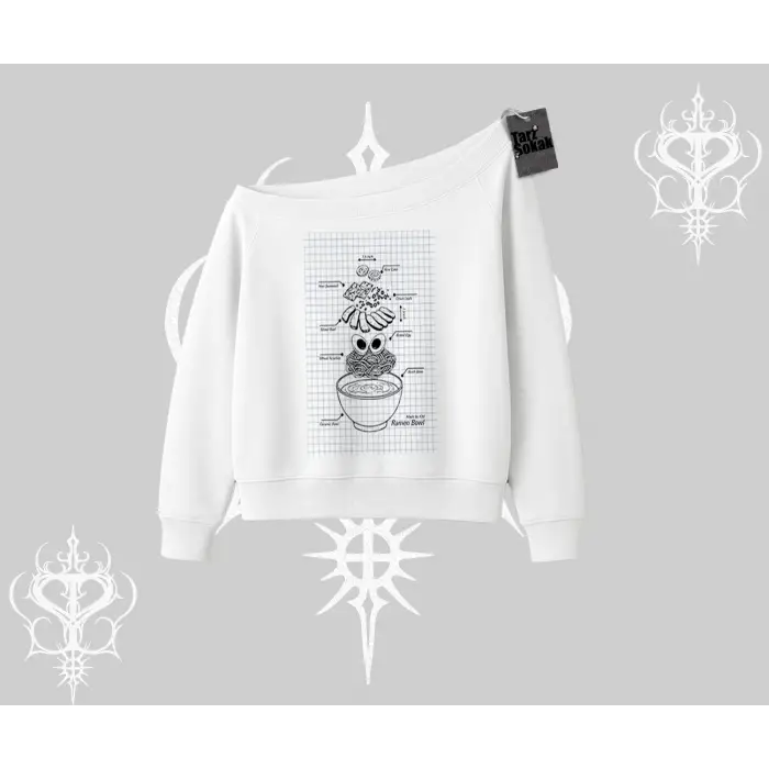 Kayık Yaka Sweatshirt Noodle Theory Hand Drawn Concept